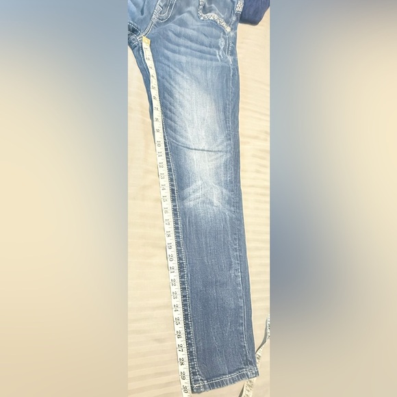 Miss Me Blue Relax Skinny Jeans with Embellished Pockets - Picture 11 of 12